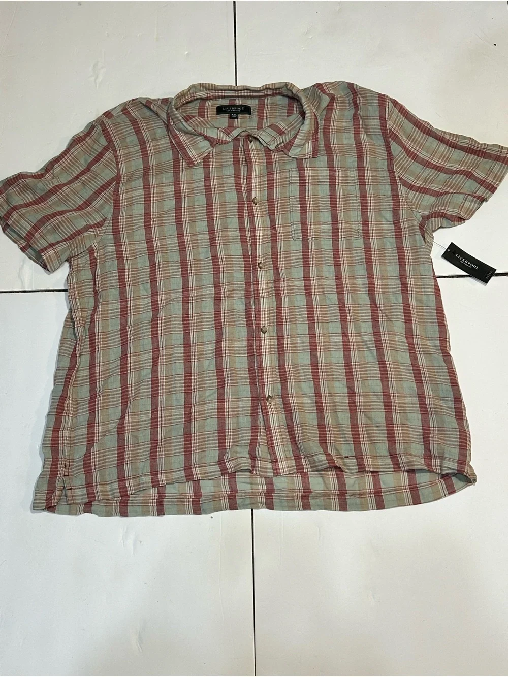 Liverpool‎ Los Angeles Plaid Short Sleeve Button Down Shirt Mens XXL NWT